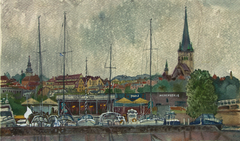 view of Tallinn, rainy day by Natalia Mikhalchuck