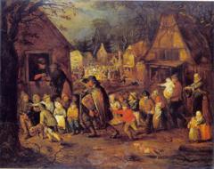 Village Fair With Blind Street-Organ Player by David Vinckboons