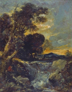 Waterfall with Fisherman by William James Müller