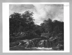 Waterfall with shepherds by Jacob van Ruisdael