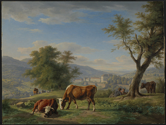 Weidende Tiere in Landschaft bei Baden-Baden by Carl Kuntz