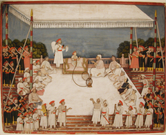 Young prince in durbar, smoking a hookah by Anonymous