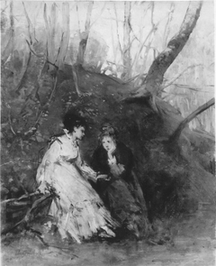 Zwei junge Frauen im Wald by Friedrich August von Kaulbach