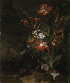 A 'Forest Floor' Still Life of Flowers by Rachel Ruysch