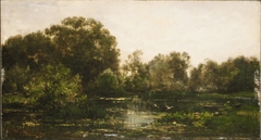 A River Landscape with Storks by Charles-François Daubigny