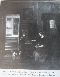 A Woman Taking Butter from a Plate Held by a Little Girl by Pieter de Hooch