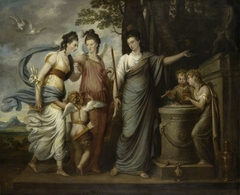 Allegorical Scene with Juliana, Countess of Carrick (1727/8–1804) as Wisdom, directing her Younger Daughters, Lady Henrietta Butler, later Viscountess Mountgarnet (1750–1785) and Lady Margaret Butler/ by Richard Cosway