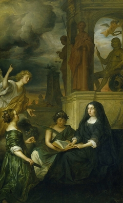 Amalia van Solms in Mourning for her Husband, Prince Frederick Henry (Allegory of the Memory of Frederick Henry, Prince of Orange, with the Portrait of his Widow Amalia van Solms) by Govert Flinck