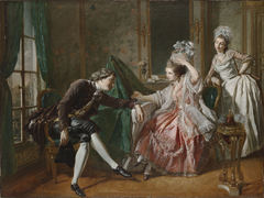 An Interior with a Lady, her Maid, and a Gentleman by Louis Rolland Trinquesse