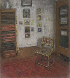 Atelierhoek met stoel en kunstkast, te Den Haag, Nieuwe Schoolstraat 28 by Carel Nicolaas Storm van 's-Gravesande