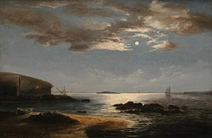 Auckland Harbour by Moonlight, from the North Shore by James Trevithick