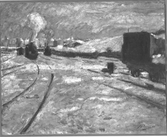 Bahnhof im Schnee by Hermann Pleuer