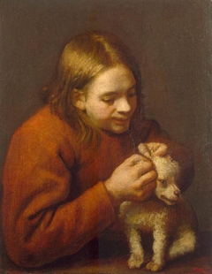 Boy Looking for Fleas on a Dog by Pedro Nuñez de Villavicencio