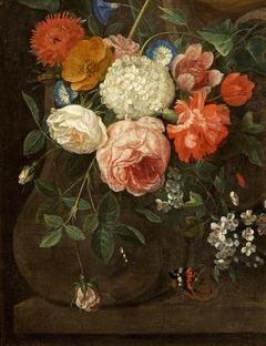 Called Roses in a Glass Bowl (actually the left fragment of a garland against grisaille stone) by Daniel Seghers