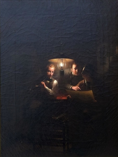 Candlelight Scene with Three Figures by Johannes Rosierse