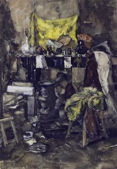 Corner of the artist's studio by Suze Robertson