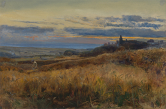 Cornfield at sunset by John William Inchbold