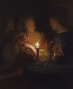 Courtship scene by Godfried Schalcken