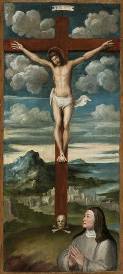 Crucifixion with the bust of a praying nun by nieznany malarz polski