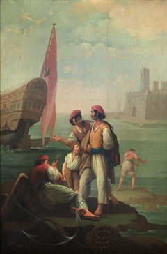 Cuatro marineros y un niño by Zacarías González Velázquez