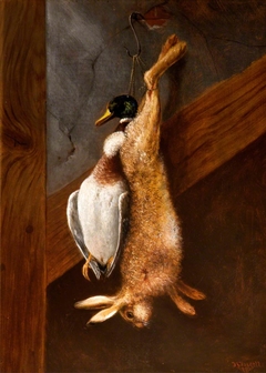 Dead Duck and Hare, hanging from a Rafter by Thomas Greenslade Targett