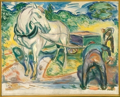 Digging Men with Horse and Cart by Edvard Munch