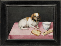 Dog with a Biscuit and a Chinese Cup by Giovanna Garzoni