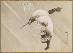 Fisherman Carrying His Net in the Snow by Katsushika Hokusai