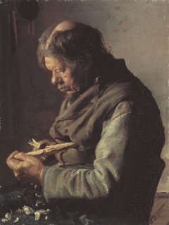 Fisherman Lars Gaihede carving a stick by Anna Ancher