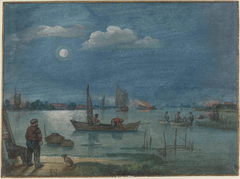 Fishermen by Moonlight by Hendrick Avercamp