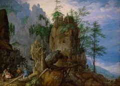 Gebirgslandschaft mit Holzfällern by Roelant Savery