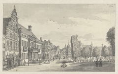 Gezicht op de Grote Kerkhof te Deventer by Jan de Beijer