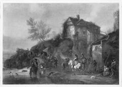 Halt vor der Herberge (Art des) by Carel van Falens