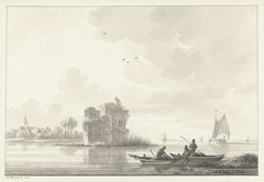 Het dorp Lexmond, met de ruïne van het slot by Nicolaas Wicart