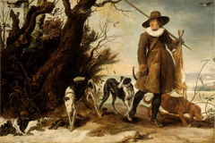 Hunter in a Winter Landscape with Dogs by Jan Wildens