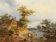 Idyllic Scene with Fishermen by a River by Wilhelm John