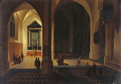 Interior of a Cathedral by Night by Pieter Neeffs