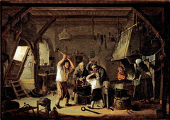 Interior of a Smithy by Cornelis Beelt