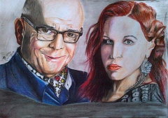 isidingo actors :Barker and Kimberly....color pencils by Thabo Sejesho Sylvester