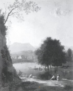 Italian River Landscape with Figures by Karel Dujardin