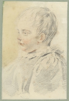 Kinderportretje in 17e-eeuwse dracht, borstbeeld naar links by Unknown Artist