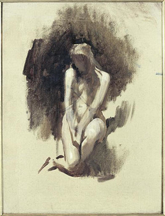 Kneeling naked woman by Léon Bonnat