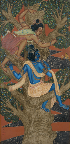 Krishna and Subal First Meeting Radha by Nandalal Bose