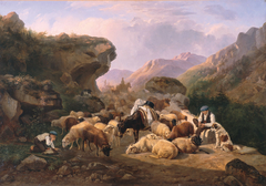La Descente des troupeaux de la montagne (Hautes-Pyrénées) by Paul-Jean-Pierre Gélibert