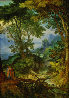 Landscape with the temptation of Christ by Jan Brueghel the Elder