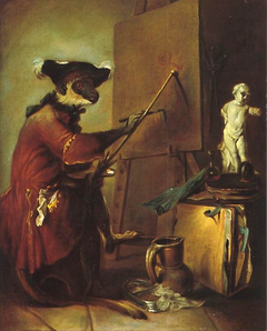 Le Singe peintre by Jean-Baptiste-Siméon Chardin