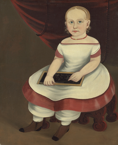 Little Girl with Slate by Anonymous