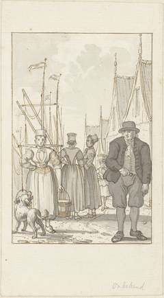 Mannen en vrouwen in de kleding van Emmeloord by Unknown Artist