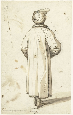 Mannenfiguur met een muts en jas, van achteren gezien by Gerard ter Borch I