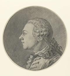 Mansportret, van terzijde, naar links, met staartpruik by Justus Chevillet